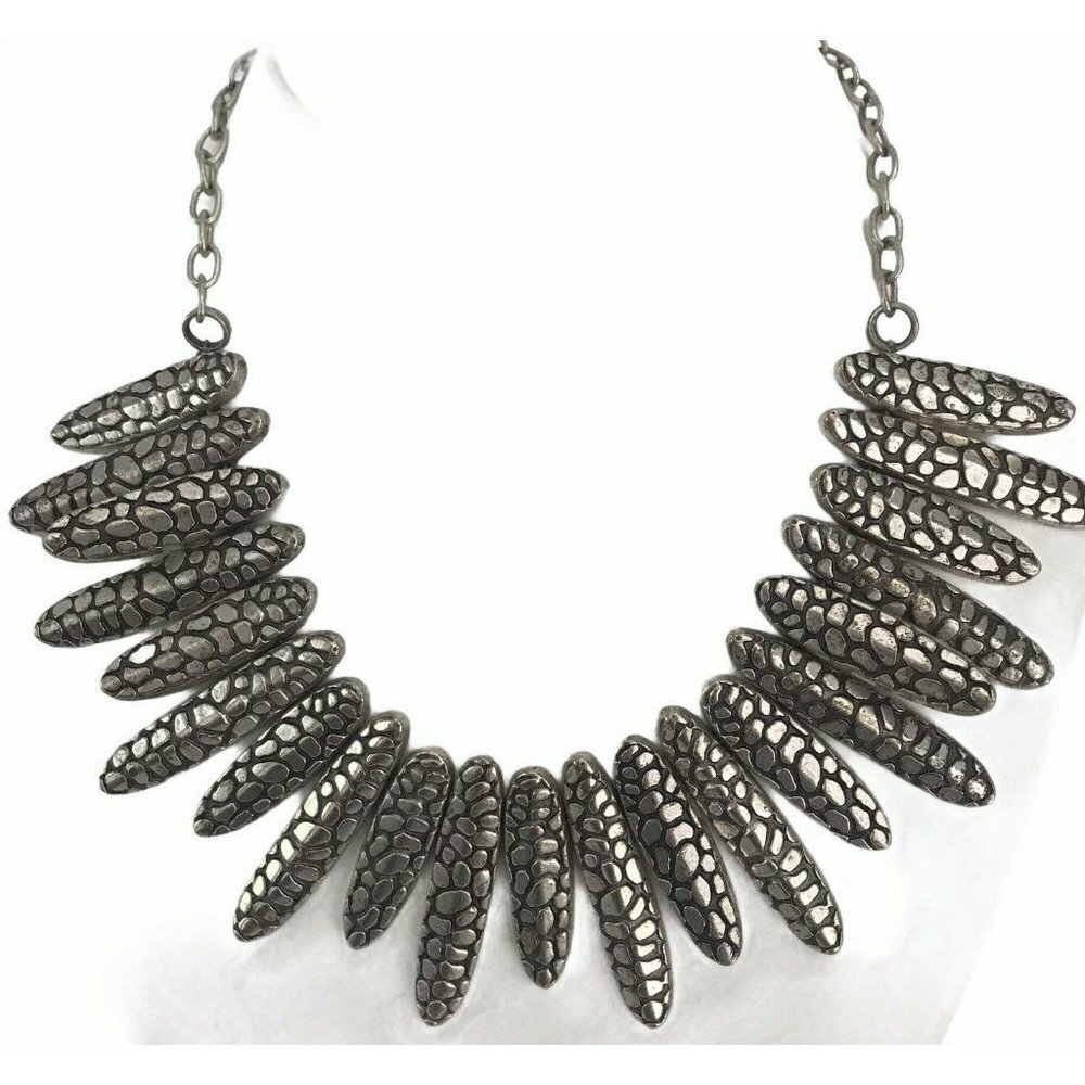 Artisan Silver Petal Collar Necklace Statement